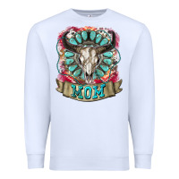 White Mom Bull Skull Mother's Day Premium Sweatshirt - CowGirlArtShop