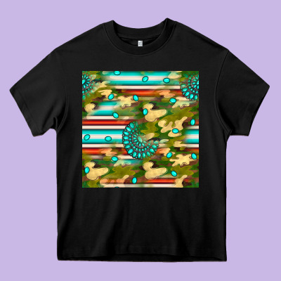 Camouflage Serape Gemstone Seamless Pattern Heavy Core Tee Designed By Bundleandbundleshop