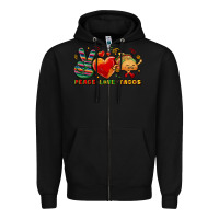 Black Peace love tacos Zipper Hoodie - NancyCooperArtShop
