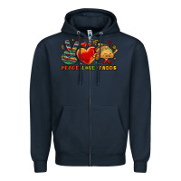 Navy Peace love tacos Zipper Hoodie - NancyCooperArtShop