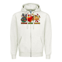 Oatmeal Heather Peace love tacos Zipper Hoodie - NancyCooperArtShop