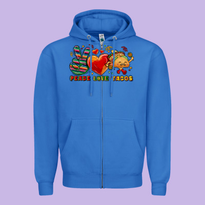 Peace Love Tacos Zipper Hoodie Designed By Nancycooperartshop
