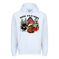 White hanging with my gnomies Premium Hoodie - CowGirlArtShop