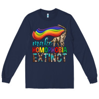 Navy Lgbtq Make Homophobia Extinct Long Sleeve Tee - BundleAndBundleShop