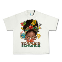 Math Teacher Life Afro Messy Bun Urban Heavy Tee | Teevron