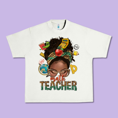 Math Teacher Life Afro Messy Bun Urban Heavy Tee Designed By Nancycooperartshop