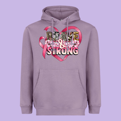 Brave And Strong Cancer Awareness Heavyweight Hoodie Designed By Cowgirlartshop