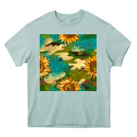 Arona camouflage turquoise glitter sunflowers seamless pattern Heavy Core Tee - BundleAndBundleShop