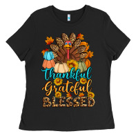 Black thankful grateful blessed turkey Ladies Tee - Artiststas