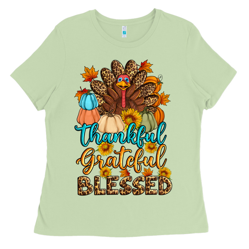 Thankful Grateful Blessed Turkey Ladies Tee by Artiststas | Teevron