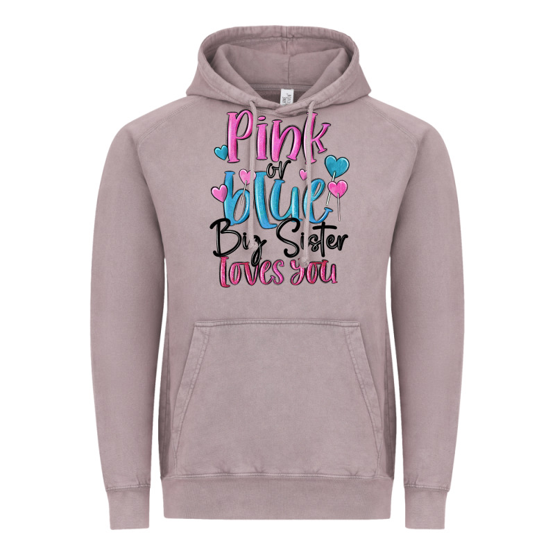 Pink Or Blue Big Sister Loves You Vintage Hoodie by MaliasSmallBusiness | Teevron