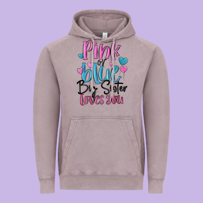 Pink Or Blue Big Sister Loves You Vintage Hoodie Designed By Maliassmallbusiness
