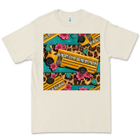 Bone school bus and leopar seamless pattern Premium Tee - BundleAndBundleShop