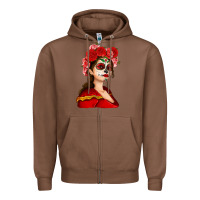 Chestnut Sugar skull girl Zipper Hoodie - NancyCooperArtShop
