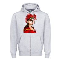 Heather Grey Sugar skull girl Zipper Hoodie - NancyCooperArtShop