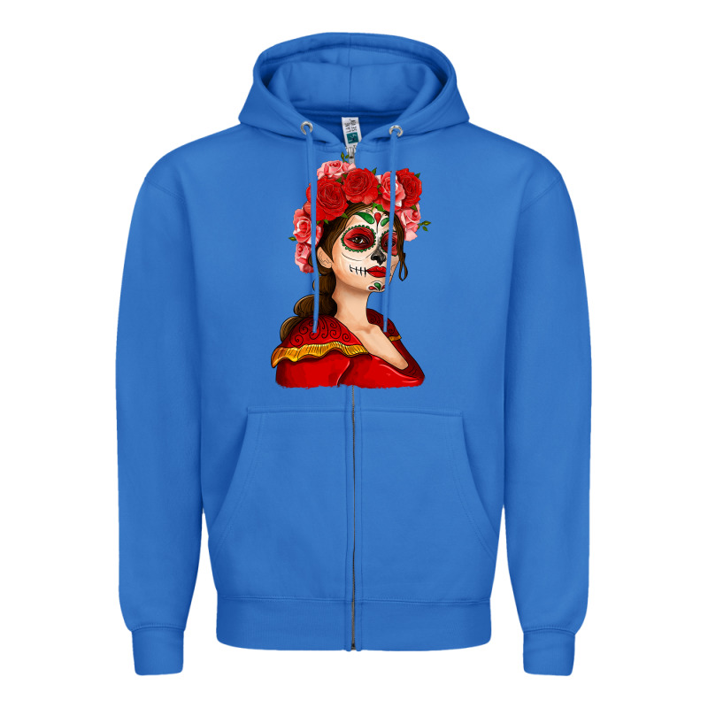Sugar Skull Girl Zipper Hoodie by NancyCooperArtShop | Teevron
