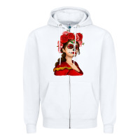 White Sugar skull girl Zipper Hoodie - NancyCooperArtShop