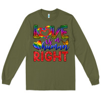 Army Green Love İs a Human Right Long Sleeve Tee - BundleAndBundleShop