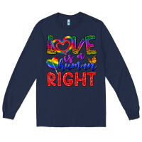 Navy Love İs a Human Right Long Sleeve Tee - BundleAndBundleShop