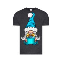 Vintage Black winter gnome with gift Vintage Tee - NancyCooperArtShop