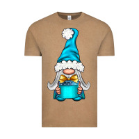 Vintage Coffee winter gnome with gift Vintage Tee - NancyCooperArtShop
