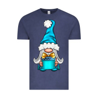 Vintage Denim winter gnome with gift Vintage Tee - NancyCooperArtShop