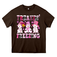 Chocolate Brown freaking freezing with Snowmans Heavy Core Tee - AdoDesignShop