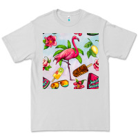 Dove Grey sweet summer flamingo seamless pattern Premium Tee - BundleAndBundleShop