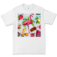 White sweet summer flamingo seamless pattern Premium Tee - BundleAndBundleShop