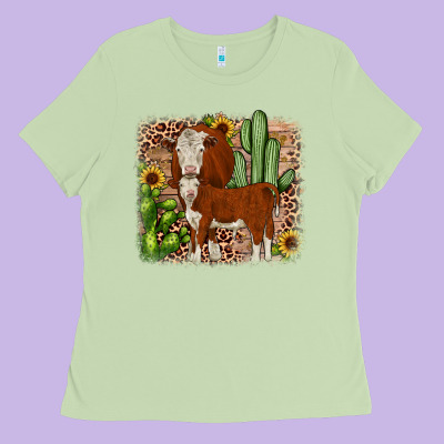 Hereford Cactus Sunflower Ladies Tee Designed By Jahusdesignshop
