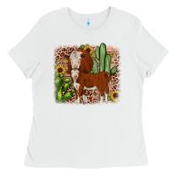 White Hereford cactus sunflower Ladies Tee - JahusDesignShop