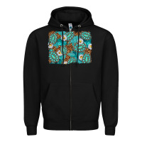 Black Leopard and Turquoise Gemstone Background Zipper Hoodie - texasbilliewilder