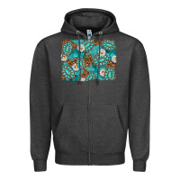 Charcoal Heather Leopard and Turquoise Gemstone Background Zipper Hoodie - texasbilliewilder