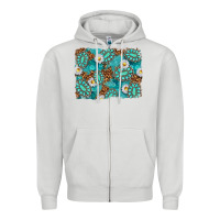 Dove Grey Leopard and Turquoise Gemstone Background Zipper Hoodie - texasbilliewilder