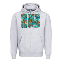 Heather Grey Leopard and Turquoise Gemstone Background Zipper Hoodie - texasbilliewilder