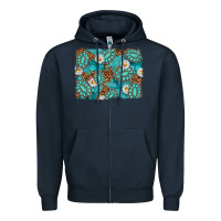 Navy Leopard and Turquoise Gemstone Background Zipper Hoodie - texasbilliewilder