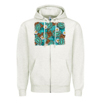 Oatmeal Heather Leopard and Turquoise Gemstone Background Zipper Hoodie - texasbilliewilder