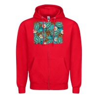 Red Leopard and Turquoise Gemstone Background Zipper Hoodie - texasbilliewilder