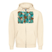 Sandshell Leopard and Turquoise Gemstone Background Zipper Hoodie - texasbilliewilder
