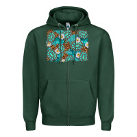 Sports Green Leopard and Turquoise Gemstone Background Zipper Hoodie - texasbilliewilder