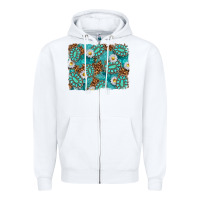 White Leopard and Turquoise Gemstone Background Zipper Hoodie - texasbilliewilder