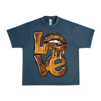 Midnight Navy love leopard with lips Urban Heavy Tee - NancyCooperArtShop