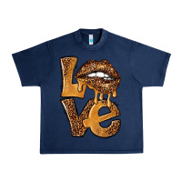 Navy love leopard with lips Urban Heavy Tee - NancyCooperArtShop