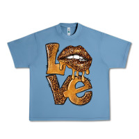 Pebble Blue love leopard with lips Urban Heavy Tee - NancyCooperArtShop