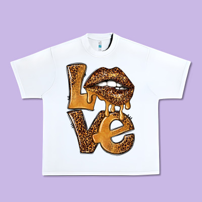 Love Leopard With Lips Urban Heavy Tee Designed By Nancycooperartshop