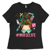 Black messy bun nurse life Ladies Tee - RanaPortraitStore