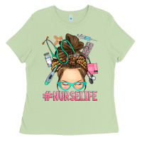 Matcha messy bun nurse life Ladies Tee - RanaPortraitStore