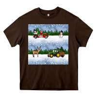 Christmas Snow Truck Seamless Pattern Heavy Core Tee | Teevron