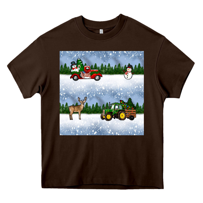 Christmas Snow Truck Seamless Pattern Heavy Core Tee by BundleAndBundleShop | Teevron