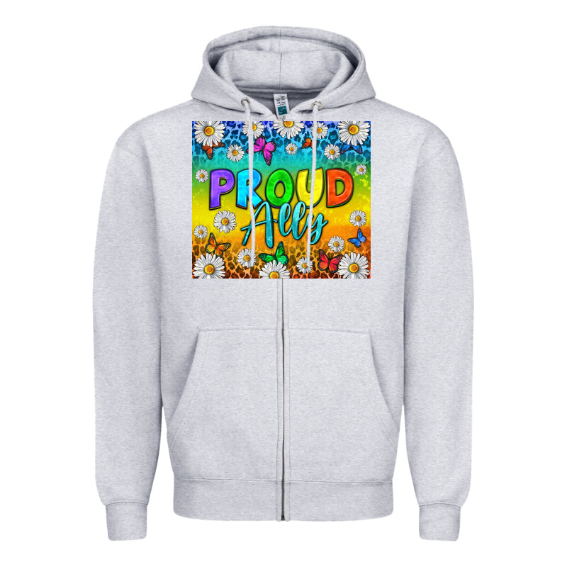 Lgbtq+ Proud Ally With Daisy Zipper Hoodie by NancyCooperArtShop | Teevron